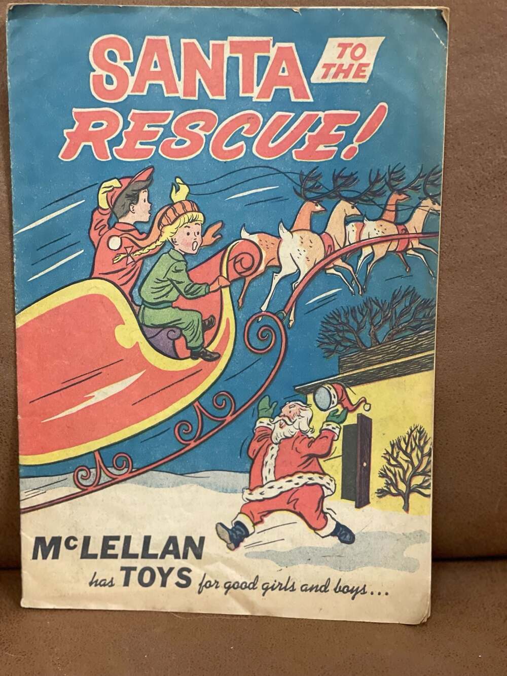 English Vintage Santa to the Rescue! Promotional Christmas Comic Book McLellan's